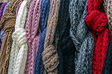 Wool scarves of various colors