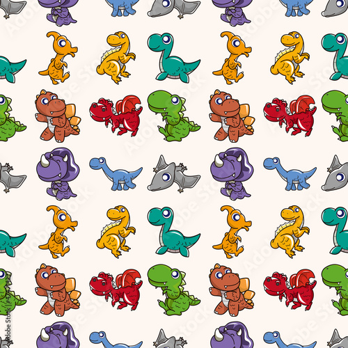 Obraz na płótnie canvas dwuczęściowy "dyptyk" Bezszwowe dinozaury wzór