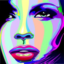Girl's Portrait Psychedelic Rainbow-Viso Ragazza Psychedelico