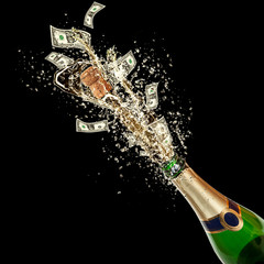 Celebration event with concept of dollar bank-notes