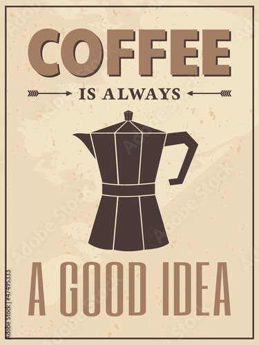 Board z aluminiowym obramowaniem Plakat w stylu retro kawy