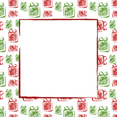 Wall Mural - green red drawing gifts frame