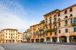 old market place of romantic City Basano del Grappa in early mor