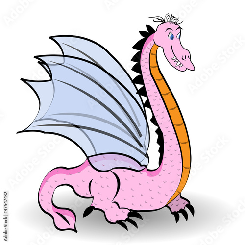 Naklejka ścienna Cute pink dragon