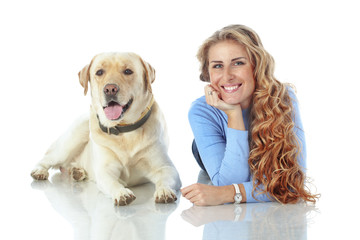 Canvas Print - Girl with her dog