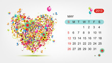Vector Calendar 2013, May. Art Heart Design