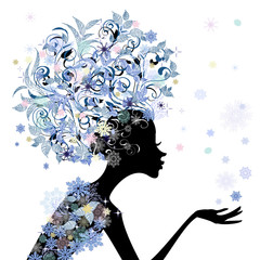 Fotomurales - Trendy flower girl hairstyle for your design