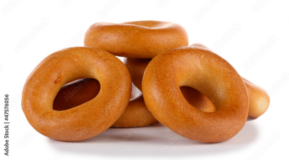 tasty bagels, isolated on white