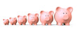 Piggy bank starting from small to big - front view