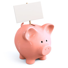 Canvas Print - piggy bank with signboard