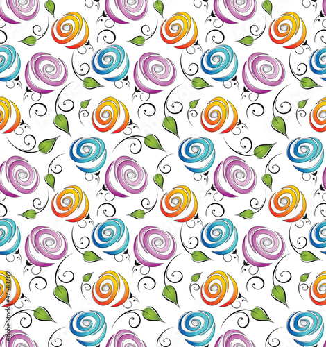 Naklejka dekoracyjna Seamless flower background for wrapper