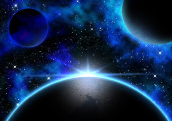Wall Mural - planet and nebula