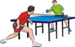 two players play table tennis