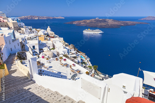 Plakat na papierze fotorealistycznym Wyspa santorini, grecja