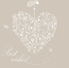 Sticker - Vintage wedding floral heart