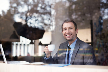 Canvas Print - Businessman with coffee