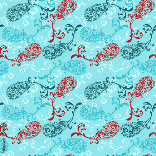 Tapeta ścienna Wektor bez szwu zima wzór z ornamentem paisley
