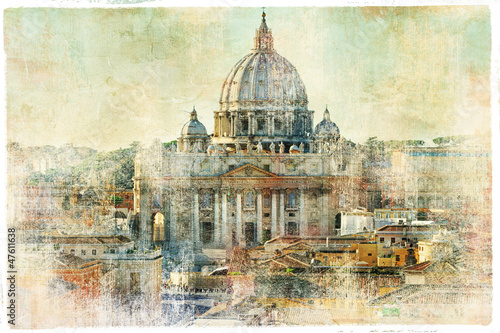 Naklejka na drzwi st Pietro, Vatican - artwork in painting style