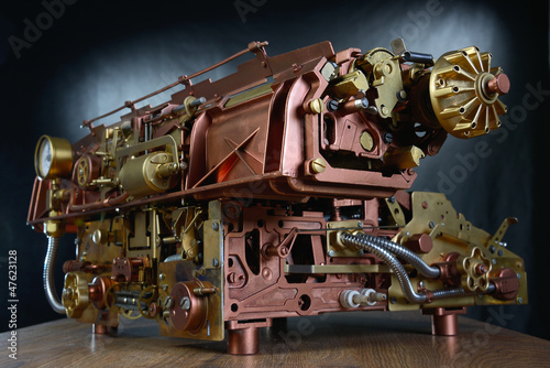 Obraz na płótnie canvas trzyczęściowy "tryptyk" Mechanizm steampunkowy.