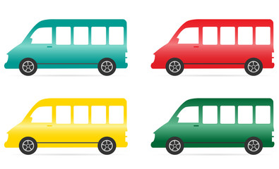 Wall Mural - set of isolated colorful minibus on white background