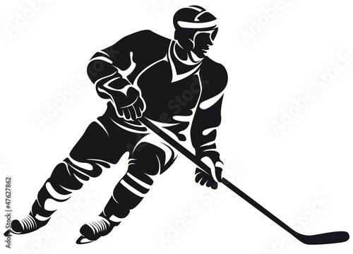 Naklejka - mata magnetyczna na lodówkę hockey player, silhouette