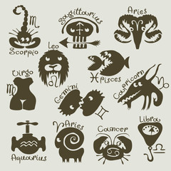 Wall Mural - funny and scary signs of the zodiac