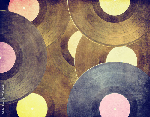 Naklejka dekoracyjna Vintage musical background, vinyl records