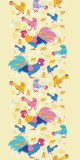 Fototapeta Motyle - Vector fun chickens vertical seamless pattern background