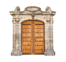 Massive doorway isolated on white background.