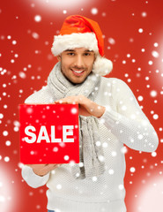 Poster - handsome man in christmas hat