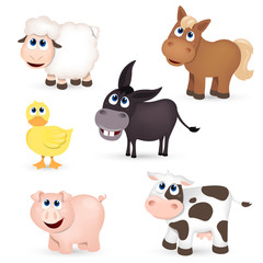 Vector Set of isolated Farm Animals