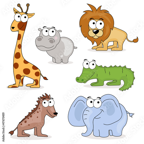 Nowoczesny obraz na płótnie Vector Set of African Cartoon Animals