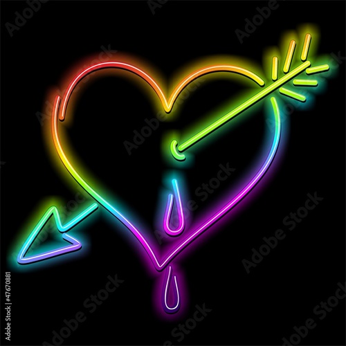 Love Heart and Arrow Psychedelic Neon-Cuore Amore e Freccia