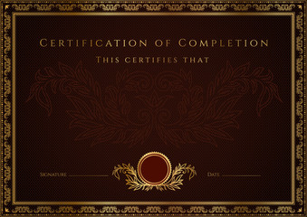 certificate / diploma of completion. vector template