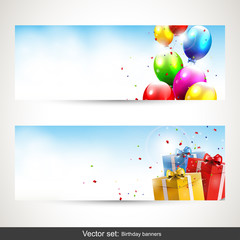 Wall Mural - Birthday horizontal banners - vector set