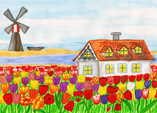 House With Tulips (House In Holland), Painting