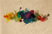 Vector Watercolor Splatter On Paper Texture Background