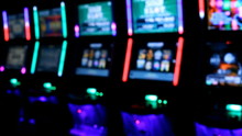 Slot Machines Videopoker Glowing Angle View