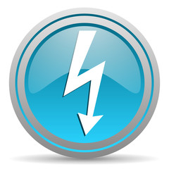 Poster - lightning blue glossy icon on white background