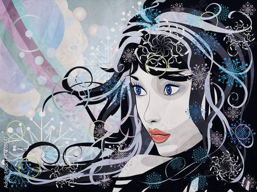 Abstract grunge winter girl