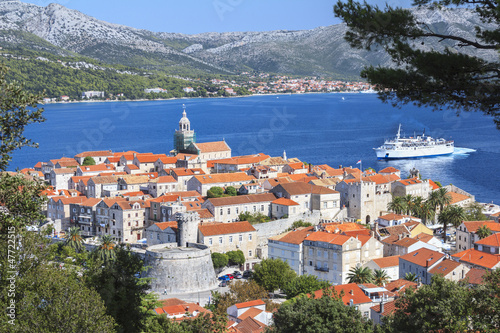 Obraz na płótnie canvas trzyczęściowy "tryptyk" Stare miasto korcula, chorwacja