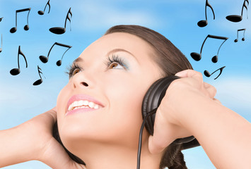 Poster - happy woman in headphones