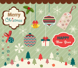 Canvas Print - Set of Christmas and New Year elements