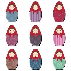 Wall Mural - matryoshka dolls scrapbook on white