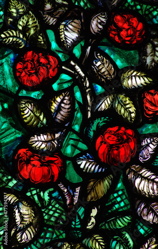 Obraz w ramie Roses in stained glass window