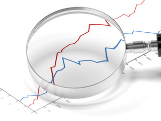 Magnifying glass on graph