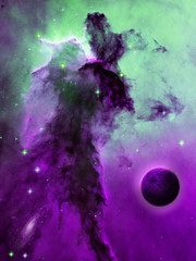 Wall Mural - planet near a nebula with new star formations
