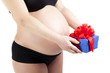 pregnant woman with gift box