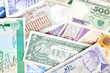 Different banknotes, money background