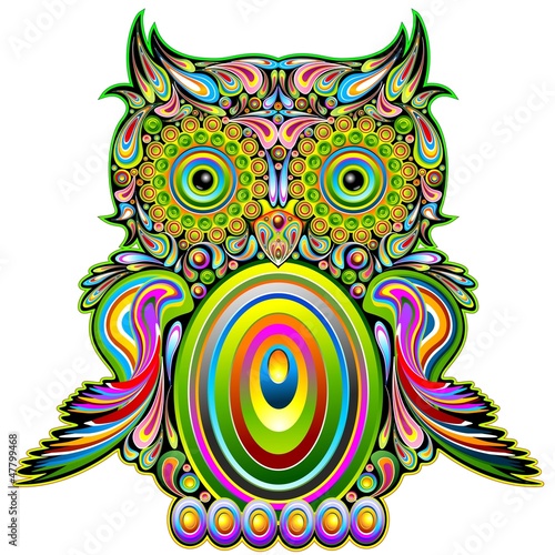 Naklejka dekoracyjna Owl Psychedelic Pop Art Design-Gufo Psichedelico Decorativo